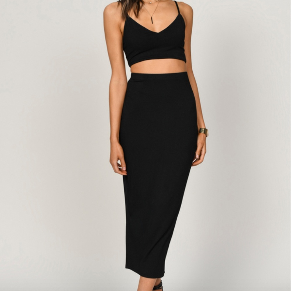 "Be Honest" Black Jersey Maxi Set
